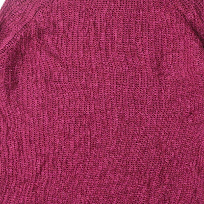 F&F Womens Purple Mock Neck Acrylic Pullover Jumper Size 8