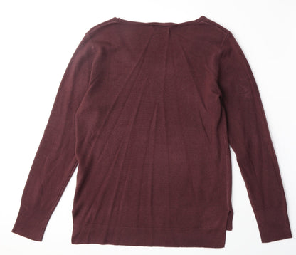 Primark Womens Red V-Neck Acrylic Pullover Jumper Size S