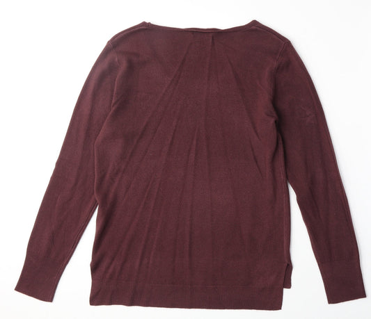 Primark Womens Red V-Neck Acrylic Pullover Jumper Size S