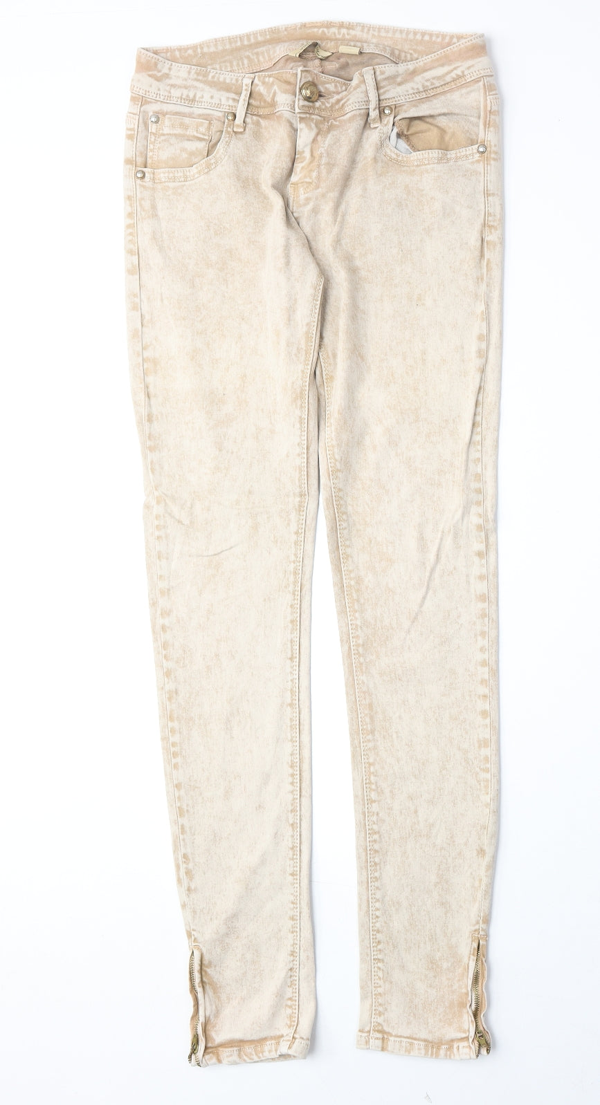 Original Denim Womens Beige Cotton Skinny Jeans Size 28 in Regular Zip