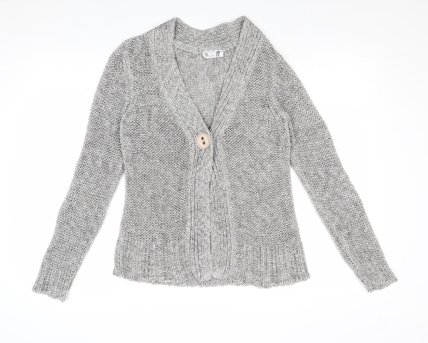BHS Womens Grey V-Neck Acrylic Cardigan Jumper Size 10