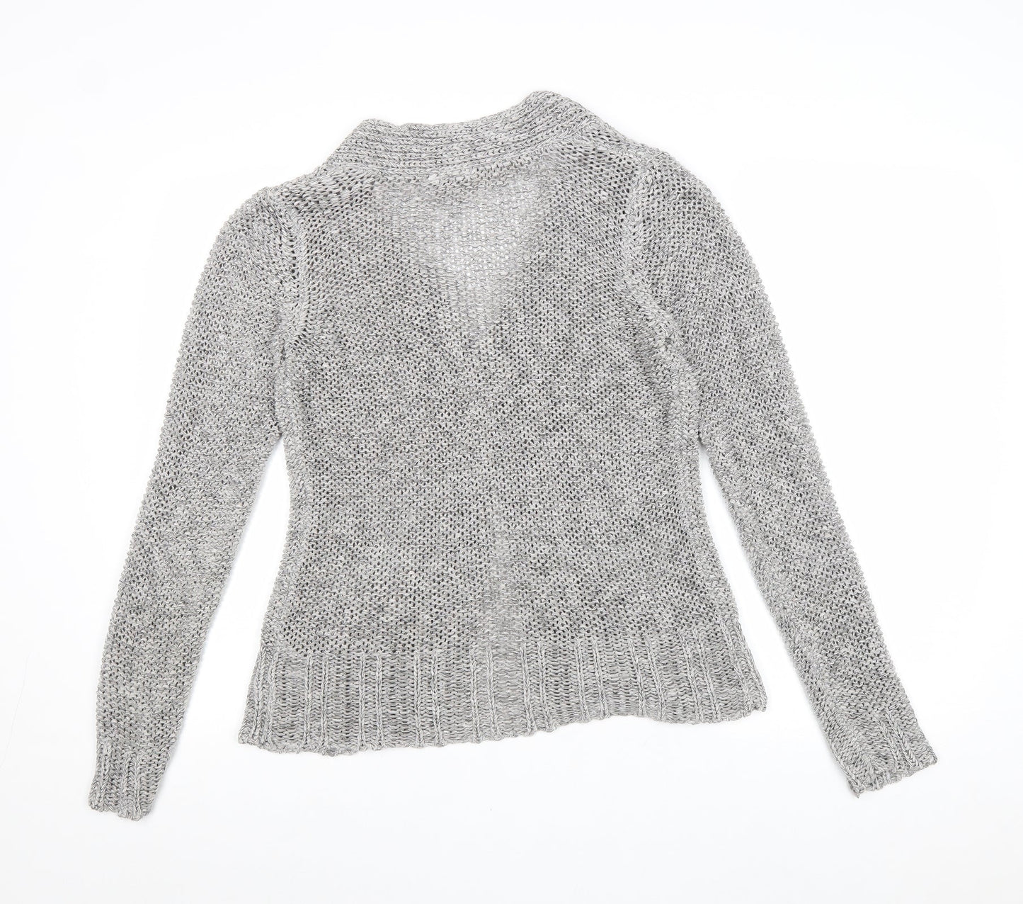 BHS Womens Grey V-Neck Acrylic Cardigan Jumper Size 10