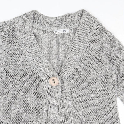 BHS Womens Grey V-Neck Acrylic Cardigan Jumper Size 10