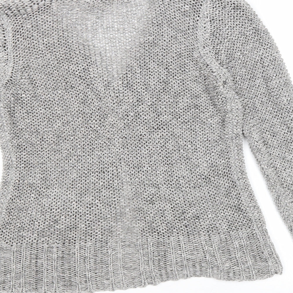 BHS Womens Grey V-Neck Acrylic Cardigan Jumper Size 10