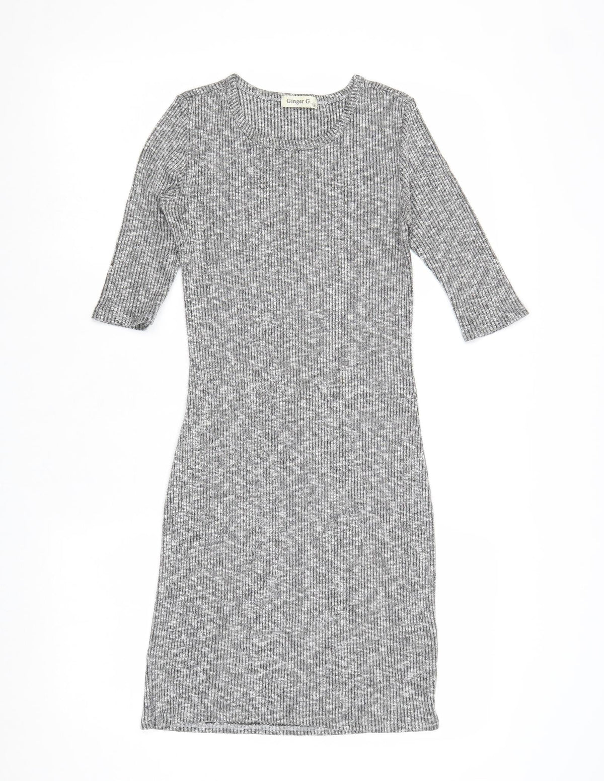 Ginger G Womens Grey Geometric Viscose Shift Size S Round Neck Pullover