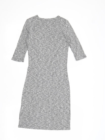 Ginger G Womens Grey Geometric Viscose Shift Size S Round Neck Pullover
