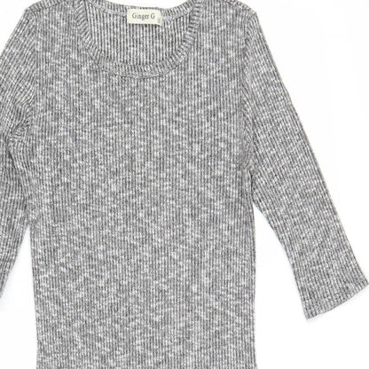 Ginger G Womens Grey Geometric Viscose Shift Size S Round Neck Pullover