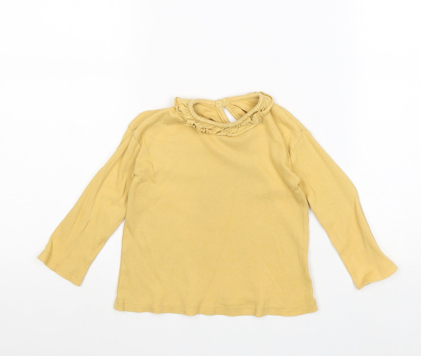 George Girls Yellow 100% Cotton Basic Blouse Size 12-18 Months Round Neck Button