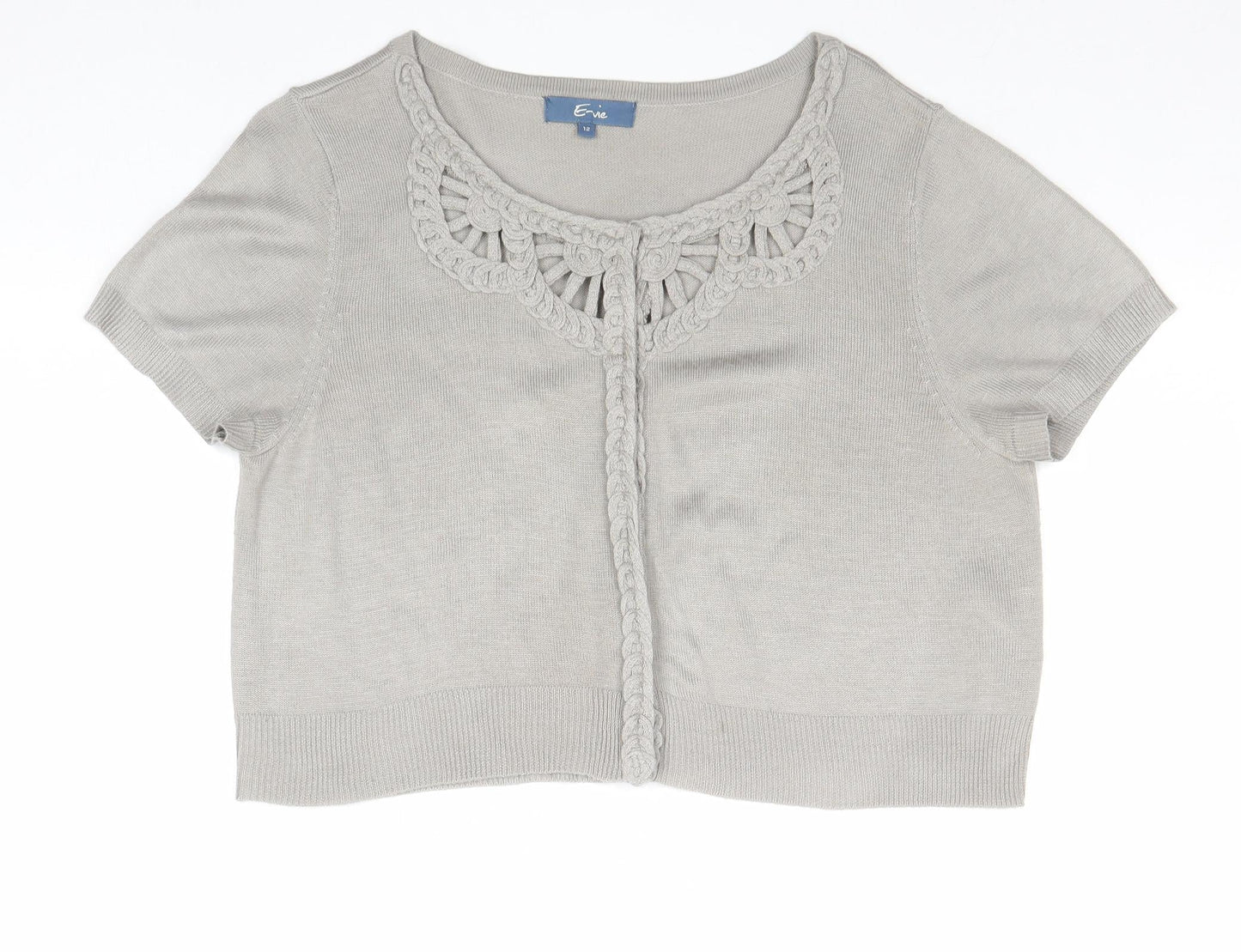 Womens UK Size 12 E-vie Grey Cardigan Jumper