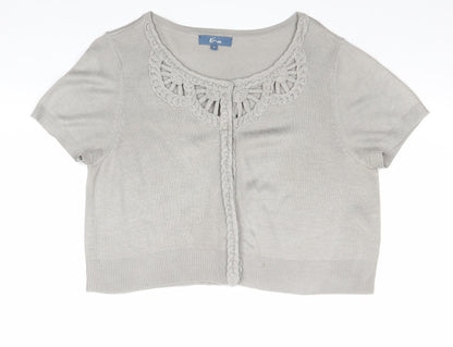Womens UK Size 12 E-vie Grey Cardigan Jumper