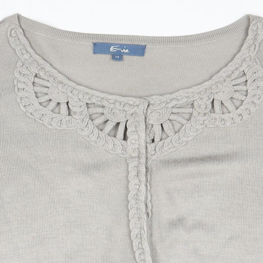 Womens UK Size 12 E-vie Grey Cardigan Jumper