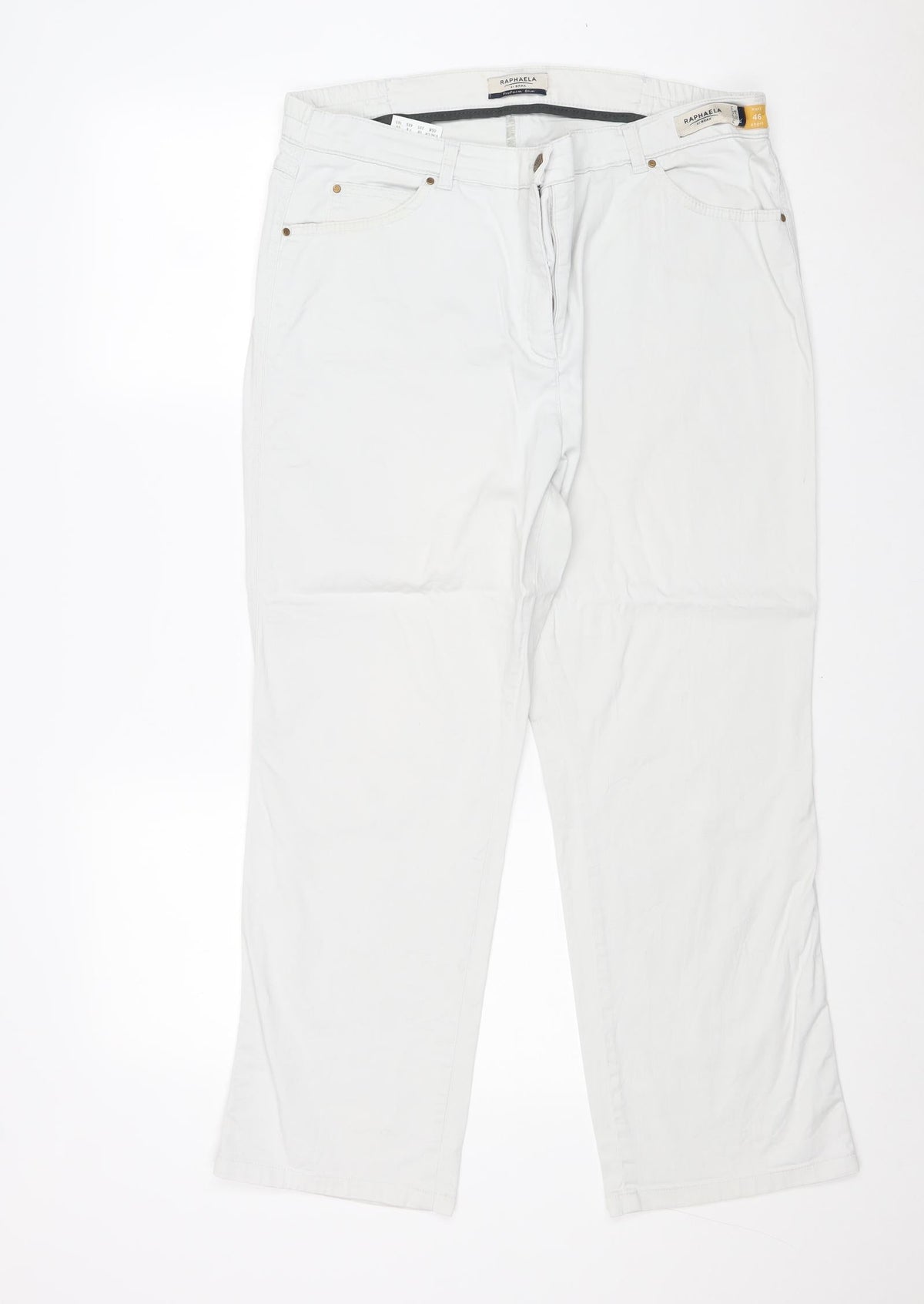 Raphaela Womens Blue Cotton Trousers Size 20 Regular Zip