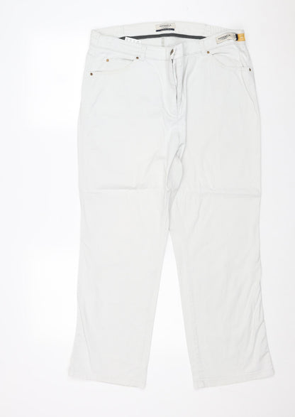 Raphaela Womens Blue Cotton Trousers Size 20 Regular Zip