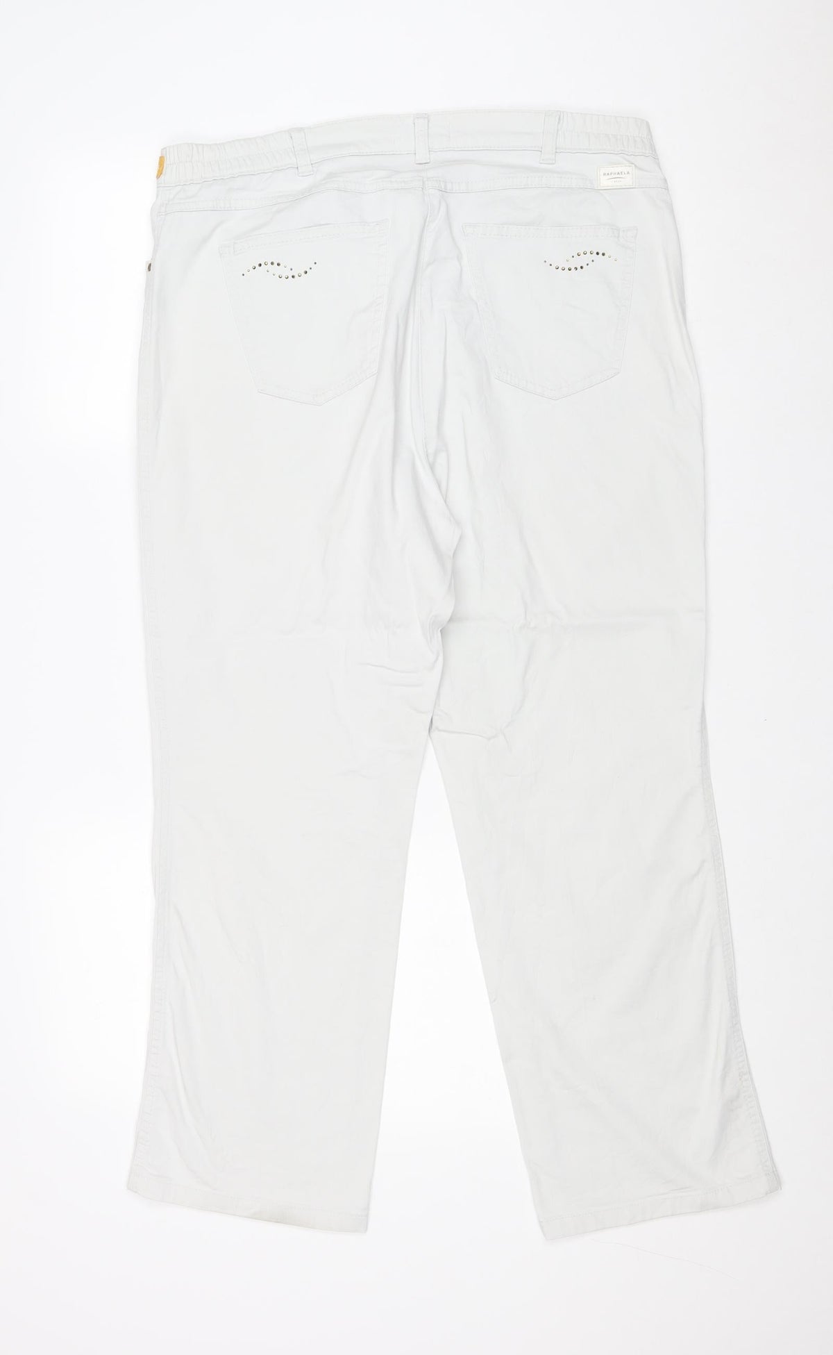 Raphaela Womens Blue Cotton Trousers Size 20 Regular Zip