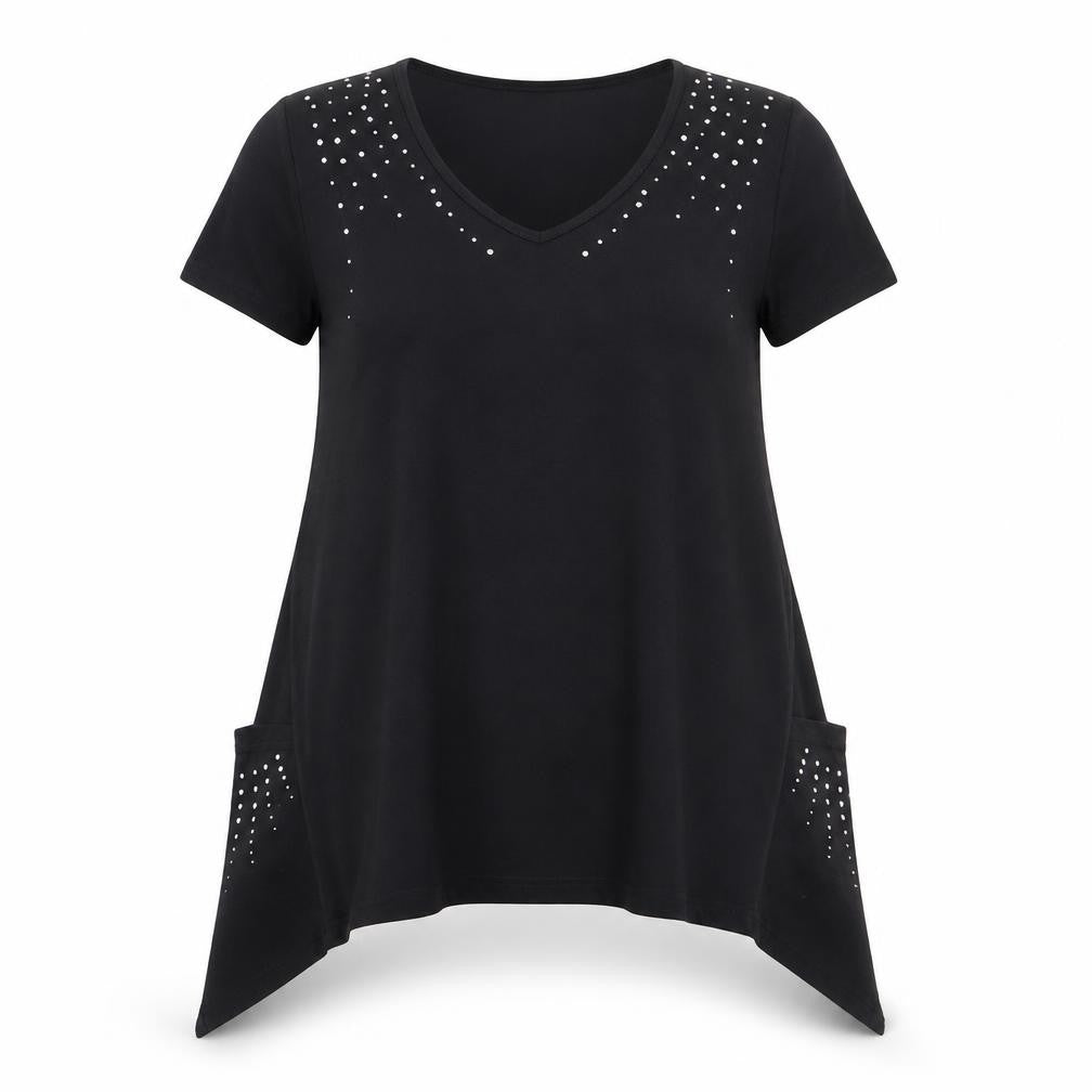Womens UK Size 14 Being Casual Black Basic T-Shirt