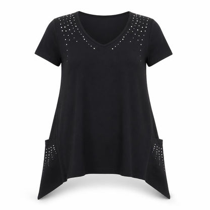 Womens UK Size 14 Being Casual Black Basic T-Shirt