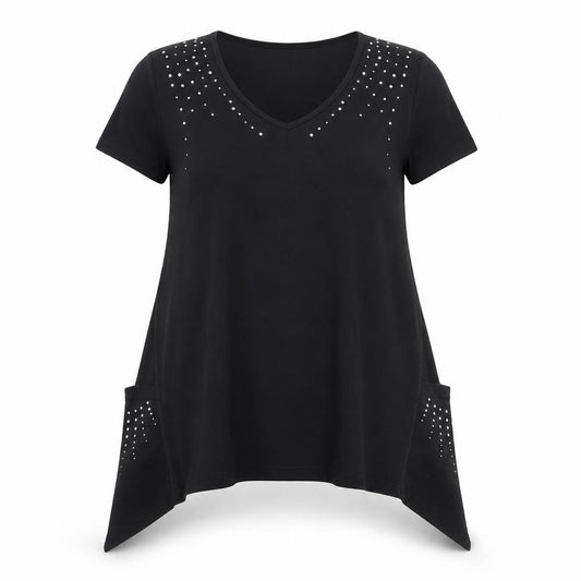 Womens UK Size 14 Being Casual Black Basic T-Shirt