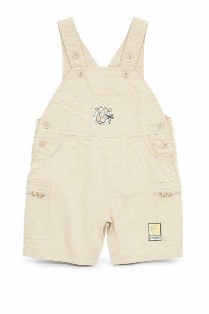 George Boys Beige 100% Cotton Dungaree One-Piece Size 6-9 Months Buckle