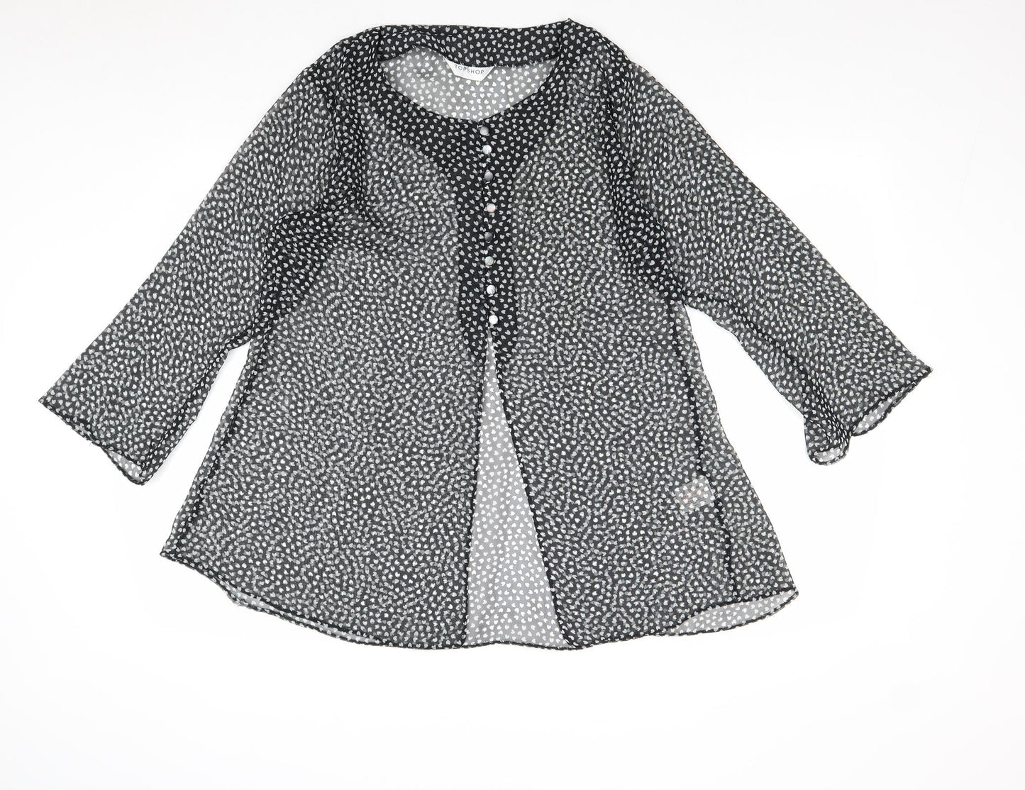 Womens UK Size 10 Topshop Black Basic Button-Up