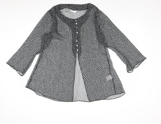 Womens UK Size 10 Topshop Black Basic Button-Up