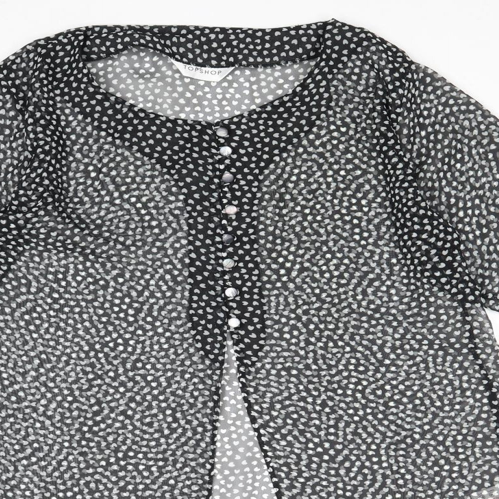 Womens UK Size 10 Topshop Black Basic Button-Up