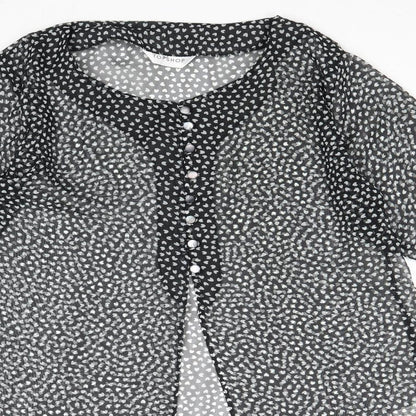 Womens UK Size 10 Topshop Black Basic Button-Up