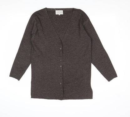 Lavion Rose Womens Brown V-Neck Acrylic Cardigan Jumper Size S