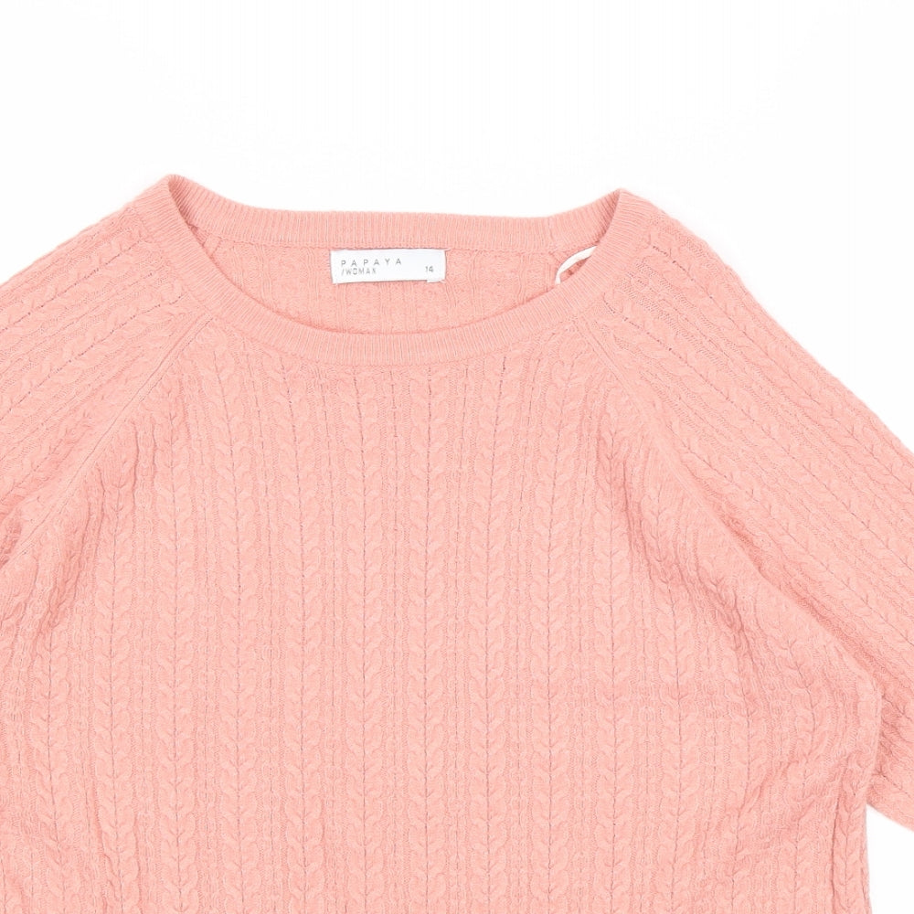 Womens UK Size 14 Papaya Pink Pullover Jumper