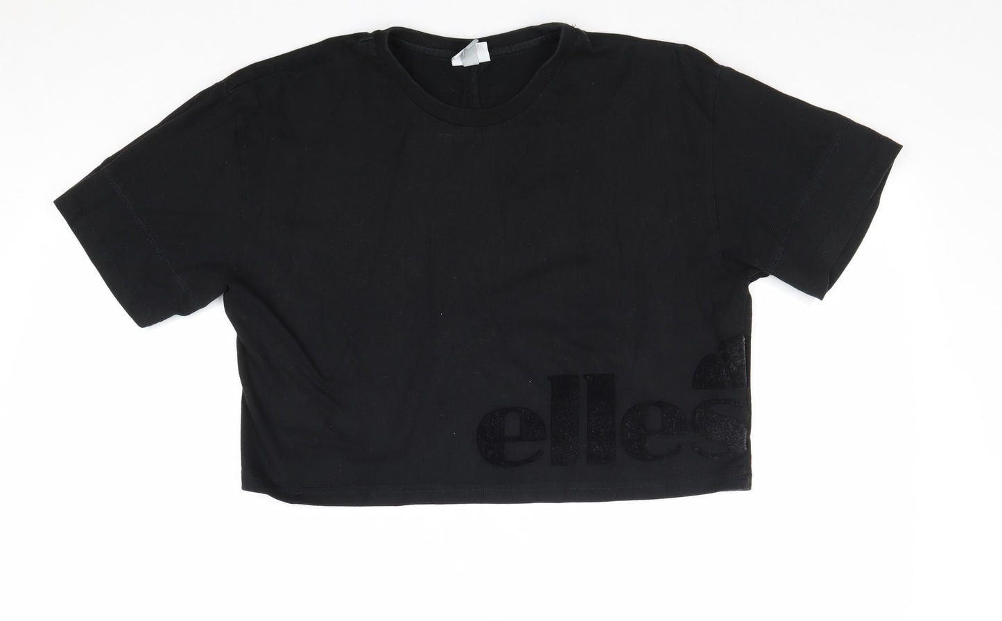 Womens UK Size 10 ellesse Black Cropped T-Shirt
