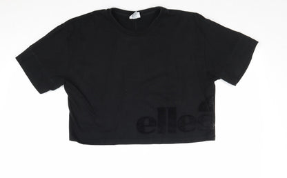 Womens UK Size 10 ellesse Black Cropped T-Shirt