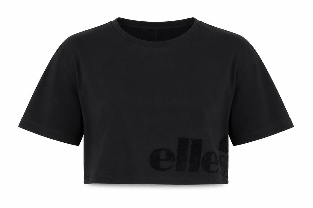 Womens UK Size 10 ellesse Black Cropped T-Shirt
