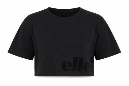 Womens UK Size 10 ellesse Black Cropped T-Shirt