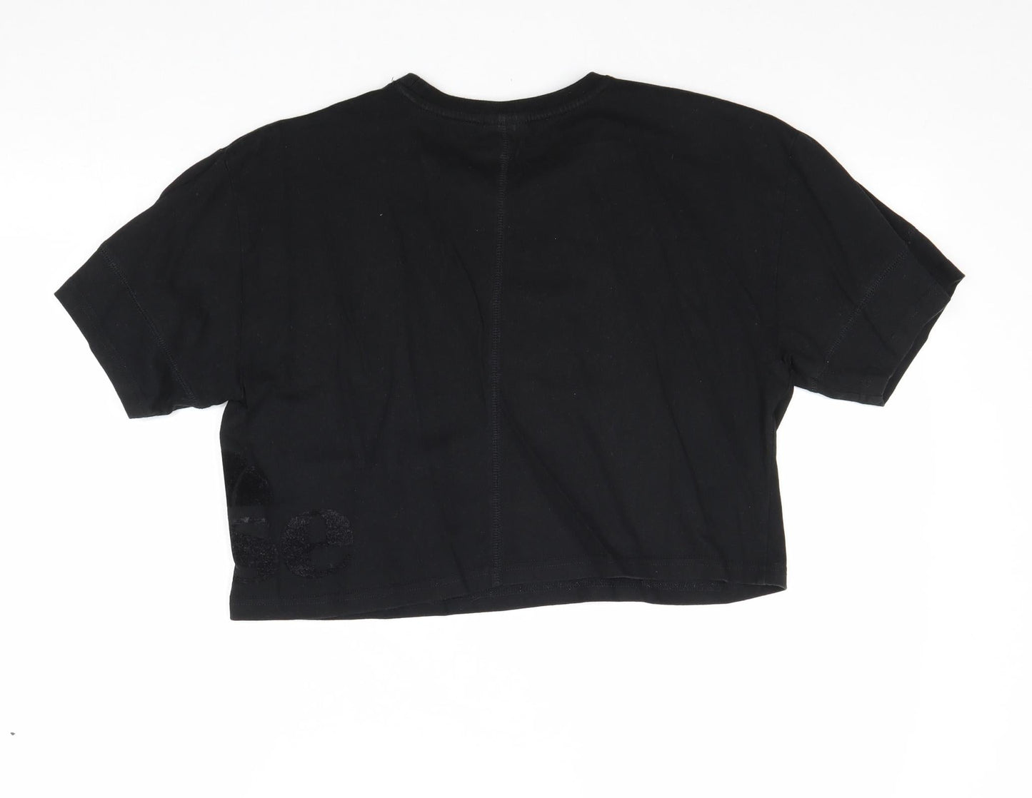 Womens UK Size 10 ellesse Black Cropped T-Shirt