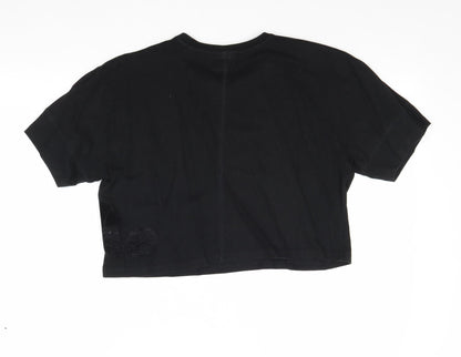 Womens UK Size 10 ellesse Black Cropped T-Shirt