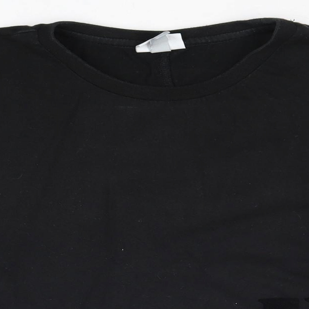 Womens UK Size 10 ellesse Black Cropped T-Shirt