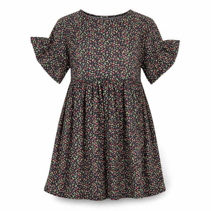 In the Style Womens Black Floral Polyester A-Line Size 8 Round Neck Pullover