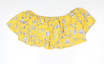 Womens UK Size 12 Cameo Rose Yellow Cropped Tank