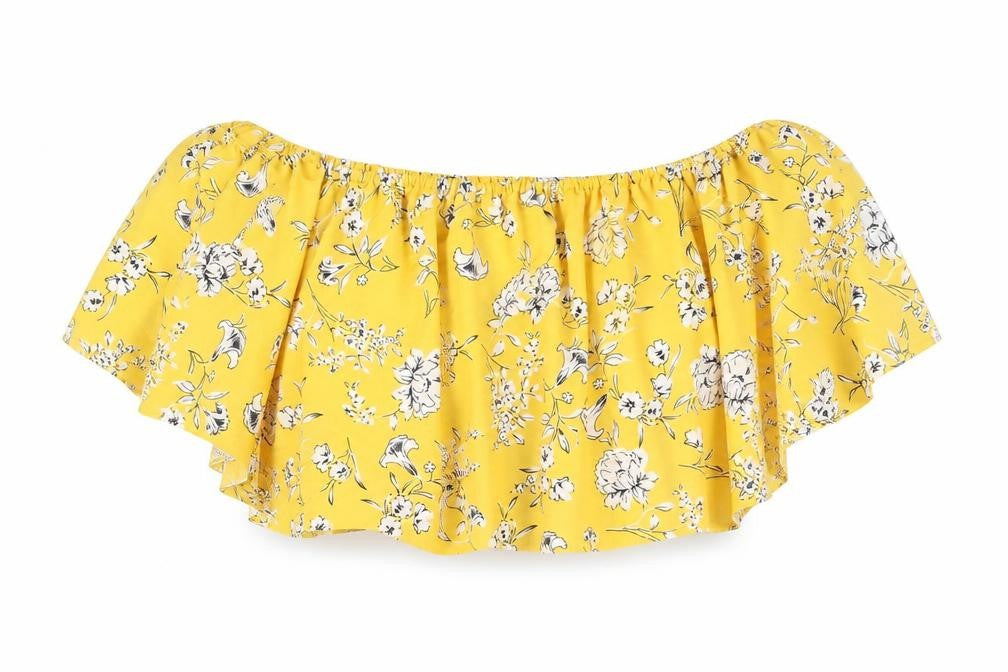 Womens UK Size 12 Cameo Rose Yellow Cropped Tank