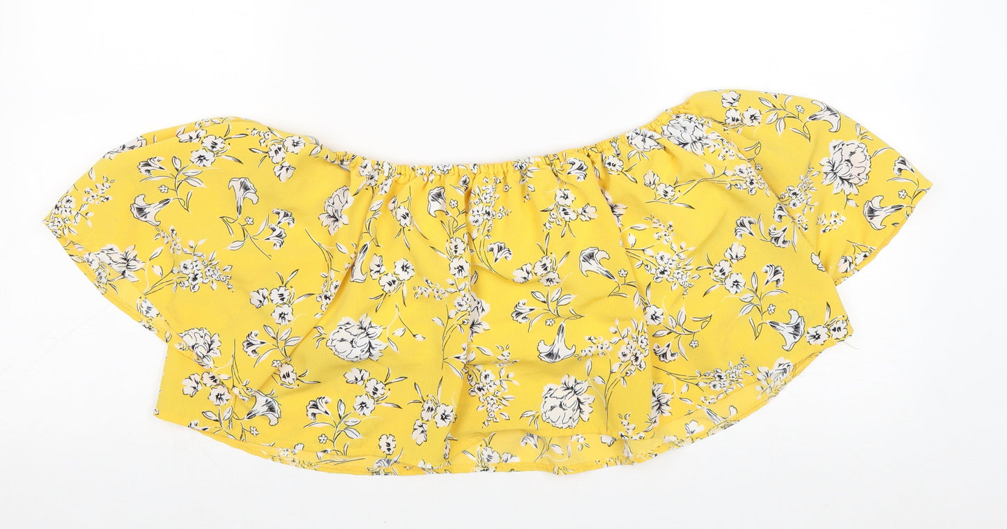 Womens UK Size 12 Cameo Rose Yellow Cropped Tank