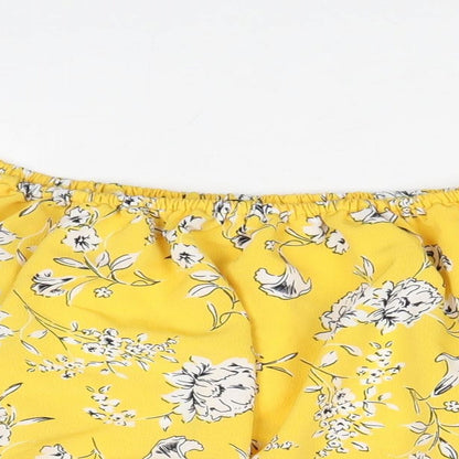 Womens UK Size 12 Cameo Rose Yellow Cropped Tank
