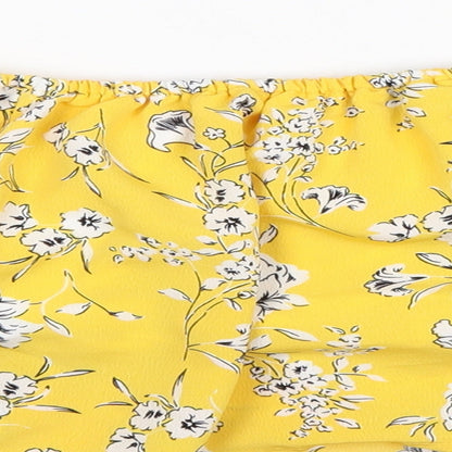 Womens UK Size 12 Cameo Rose Yellow Cropped Tank