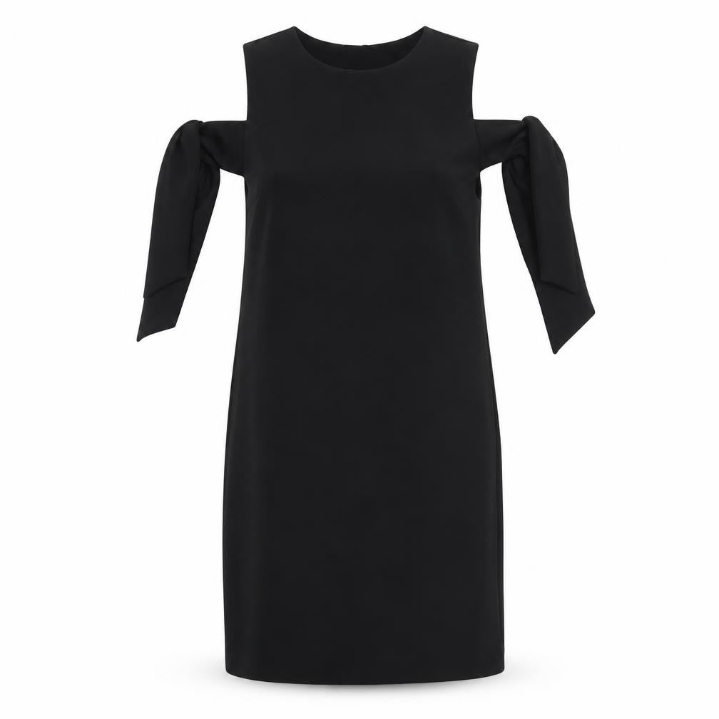 Warehouse Womens Black Polyester A-Line Size 10 Round Neck Pullover - Cold Shoulder