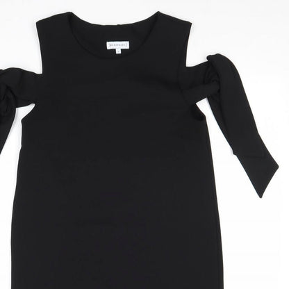 Warehouse Womens Black Polyester A-Line Size 10 Round Neck Pullover - Cold Shoulder