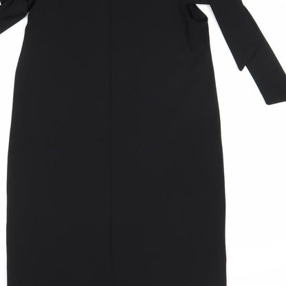 Warehouse Womens Black Polyester A-Line Size 10 Round Neck Pullover - Cold Shoulder