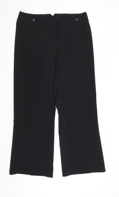 AMARANTO Womens Black Striped Polyester Dress Pants Trousers Size 12 Regular Zip