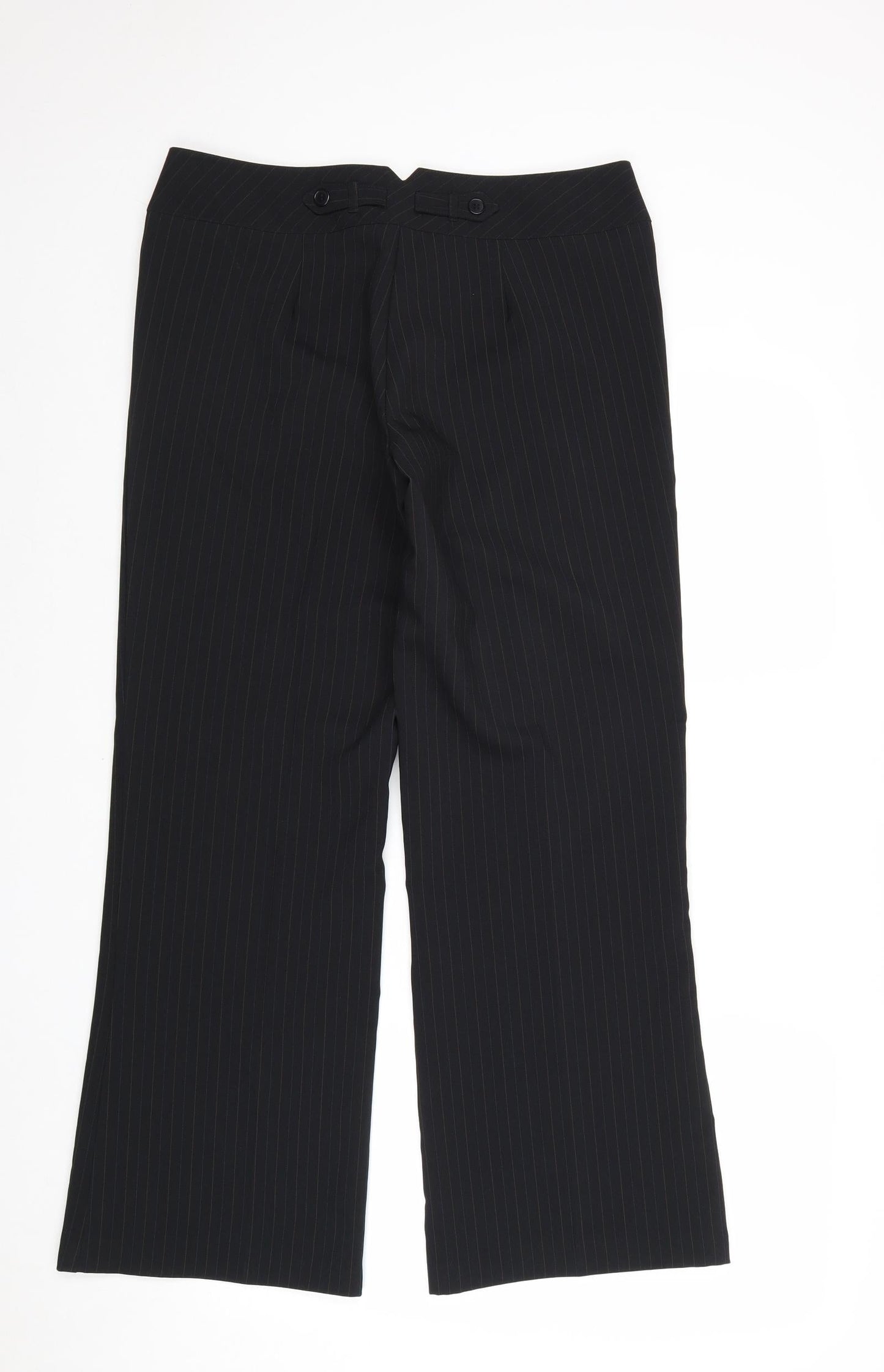 AMARANTO Womens Black Striped Polyester Dress Pants Trousers Size 12 Regular Zip