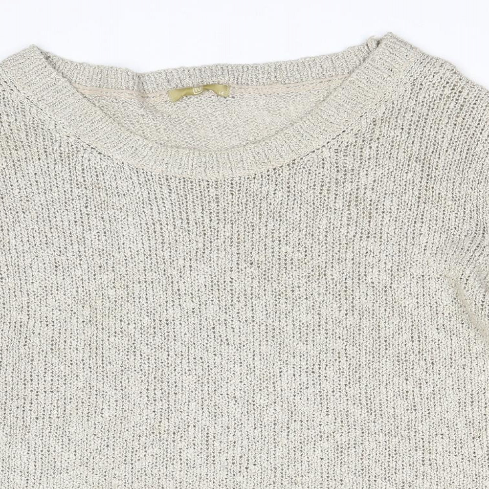 TU Womens Brown Round Neck Acrylic Pullover Jumper Size 14