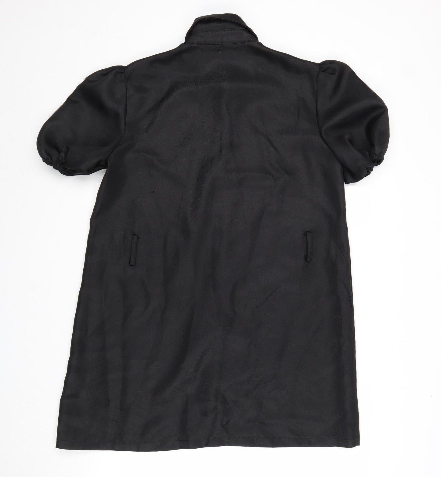 PRETTYLITTLETHING Womens Black Polyester Shirt Dress Size 8 Collared Button