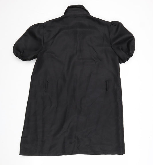 PRETTYLITTLETHING Womens Black Polyester Shirt Dress Size 8 Collared Button