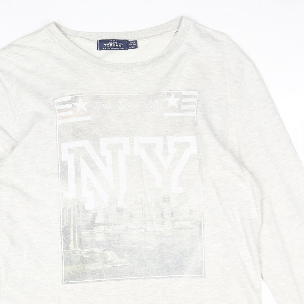 Topman Mens Beige Cotton Pullover Sweatshirt Size M - NY